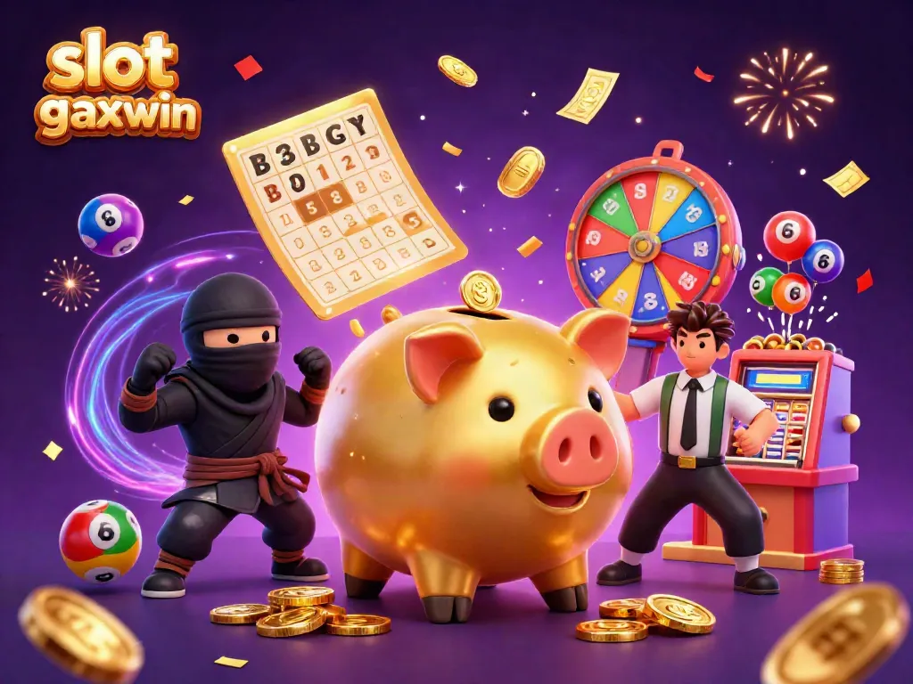 Engage in exciting gameplay with the slot gacor maxwin as golden coins fall, surrounded by vibrant lottery elements.