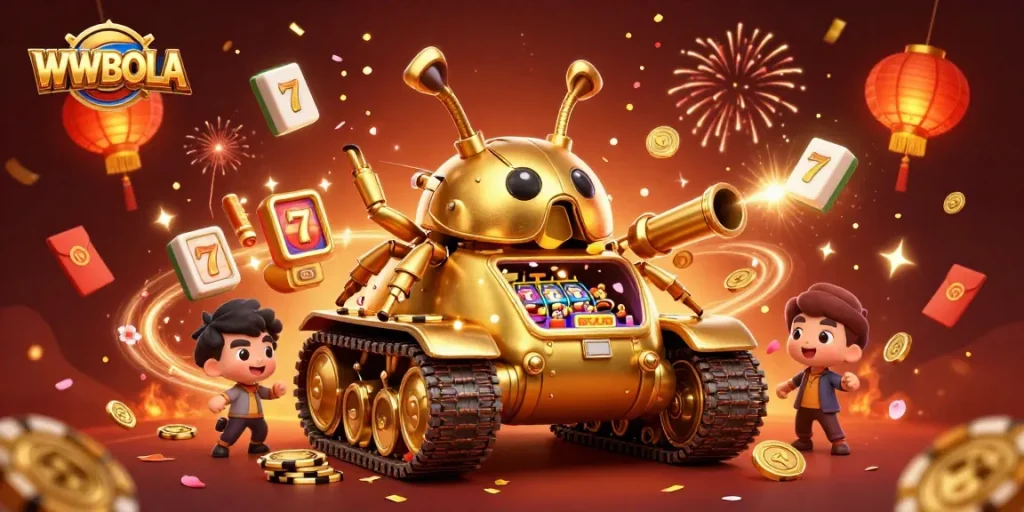 WWBOLA membawa keuntungan slot dengan suasana meriah di kasino mini dalam ilustrasi 3D