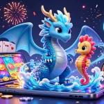 23naga memimpin aksi slot dengan naga dan ksatria seahorse, dikelilingi simbol kasino.
