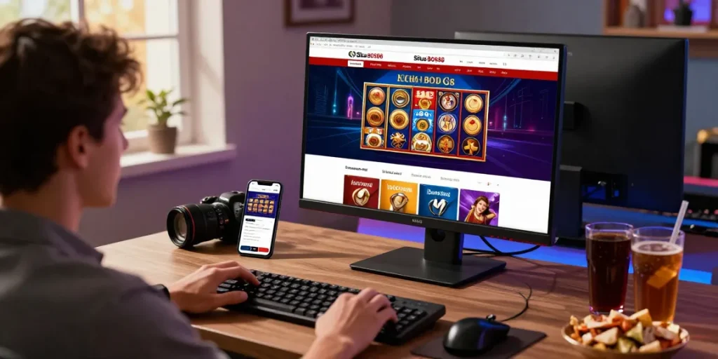 Antarmuka Situs BOS88 dengan pemain terlibat dalam permainan online yang menarik dan lingkungan yang nyaman.