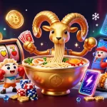 Gambarkan situs slot dengan karakter unik dan simbol slot yang menarik dalam ilustrasi 3D.