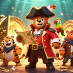 Win big with hargatoto's thrilling adventure in the treasure-filled 3D casino illustration.