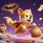 Experience the excitement of sunwin chính hãng as a superhero dog and hamster fly through a dynamic casino scene with lottery elements.