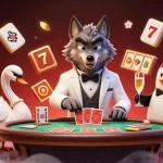 Experience slot mahjong with an engaging scene of characters at a casino table, showcasing vibrant gameplay.