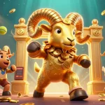 Jawa138 daftar mempersembahkan ilustasi 3D ram emas beradu dengan elemen judi yang menarik.
