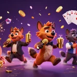 Experience the excitement of slot88 with this vibrant 3D illustration featuring hyenas and casino action.