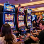 Players experiencing the excitement of situs slot games in a lively casino environment.