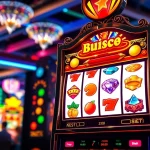 Daftar emasputihtoto menampilkan slot machine dengan desain menarik di suasana kasino.