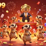 Experience the thrills of mega99 with a lively meerkat casino operation packed with slot games and vivid decorations.