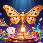 Engage with the situs Toto platform, witnessing vibrant casino elements and golden rewards in a dynamic 3D illustration.