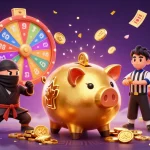 Experience the thrill of Jun88 with the golden piggy bank, dynamic lottery balls, and festive elements.