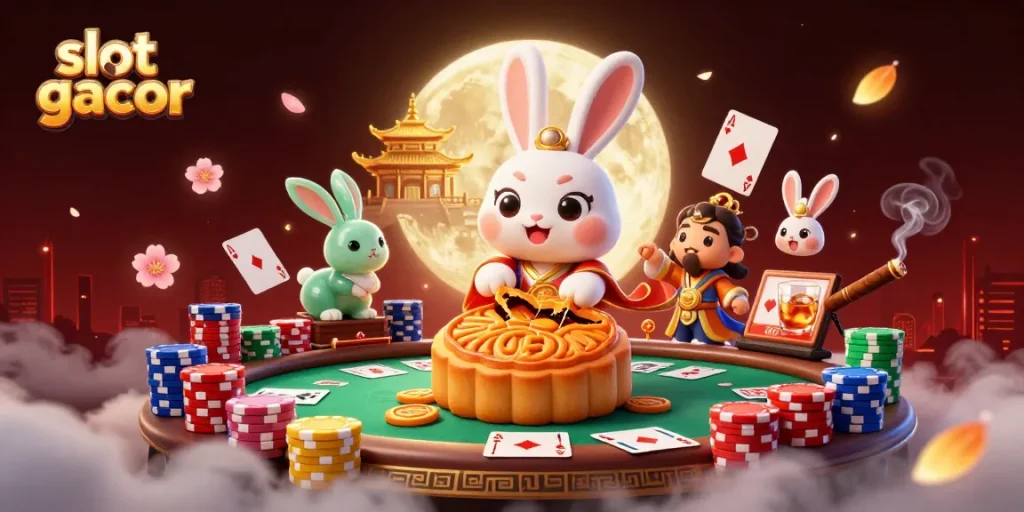Mencoba slot gacor dalam ilustrasi kasino digital dengan karakter unik dan elemen permainan yang menarik.