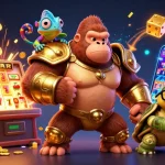 Players engage in exciting bola slot games with a golden gorilla, chameleon, and a wise tortoise.
